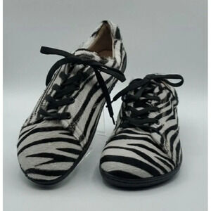 Aintap Womens Zebra SNEAKER Wide Shoes Smooth Leather Handmade US W8-8.5 /39